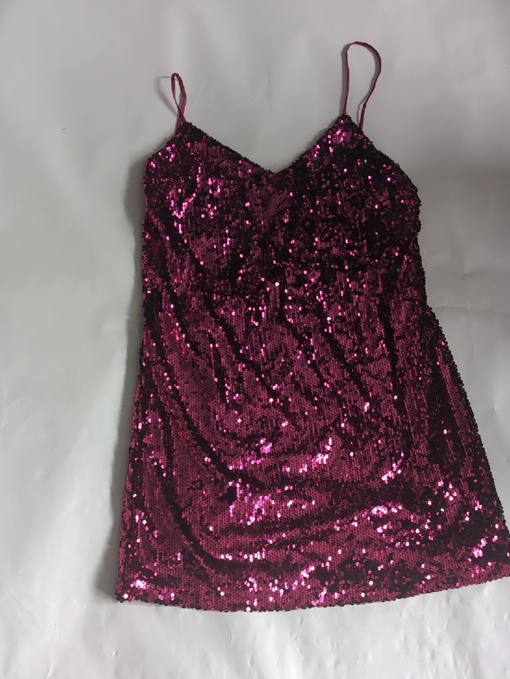 DKNY Pink Sequin Spaghetti-Strap Mini Dress